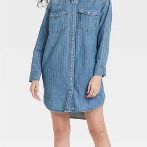 Universal Thread Blue Long Sleeve Denim Dress